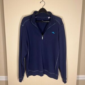 Tommy Bahama Men's Navy Quarter Zip-Up Sweater
